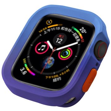 Apple Watch Series 4 / 5 / 6 / SE / SE (2022) 44mm / 7 / 8 / 9 45mm Dual Color Flexibelt klockfodral - Blå + Lila