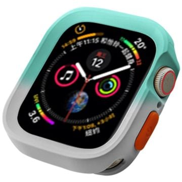 Apple Watch Series 4 / 5 / 6 / SE / SE (2022) 40mm / 7 / 8 / 9 41mm Dual Color Flexibelt klockfodral - Fruktgrön + Grå