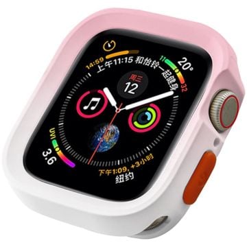 Apple Watch Series 4 / 5 / 6 / SE / SE (2022) 40mm / 7 / 8 / 9 41mm Dual Color Flexibelt klockfodral - Rosa + Vit