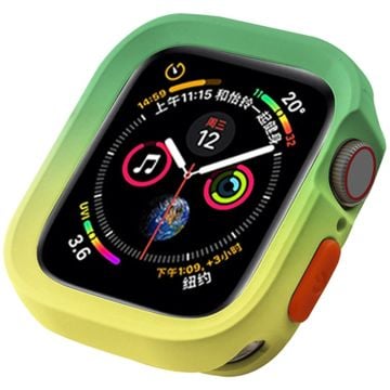 Apple Watch Series 4 / 5 / 6 / SE / SE (2022) 40mm / 7 / 8 / 9 41mm Dual Color Flexibelt klockfodral - Grön + Gul