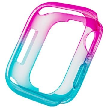 Apple Watch Series 4 / 5 / 6 / SE / SE (2022) 44mm / 7 / 8 / 9 45mm Dual Color Translucent Matte Flexibelt klockfodral - Rosa + Blå