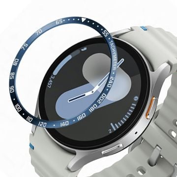 Type E for Samsung Galaxy Watch7 40mm Bezel Ring Metal Bezel Styling Dial Circle - Blue / White Characters