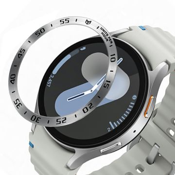 Type A for Samsung Galaxy Watch7 40mm Bezel Ring Metal Bezel Styling Dial Circle - Silver / Black Characters