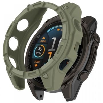 Garmin Fenix 8 51mm Flexibelt klockfodral Anti-rep Hollow Watch Frame Cover - Djungelgrön