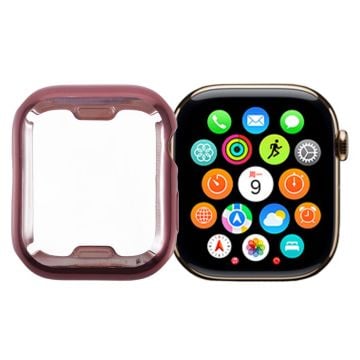 Apple Watch Series 9 / 8 / 7 41mm Klockfodral Flexibelt TPU-skydd Full täckning Galvanisering - Rosa Ros