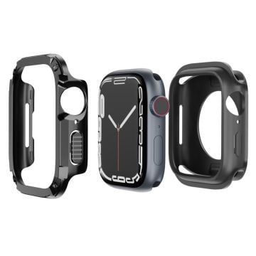 Watch Case Set Apple Watch Series 9 8 7 SE 6 5 4 41mm 40mm Hard Bump Resistant and Flexible Watch Frame Cover Combo - Black