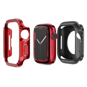 Watch Case Set Apple Watch Series 9 8 7 SE 6 5 4 41mm 40mm Hard Bump Resistant and Flexible Watch Frame Cover Combo - Red