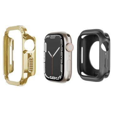 Watch Case Set Apple Watch Series 9 8 7 SE 6 5 4 41mm 40mm Hard Bump Resistant and Flexible Watch Frame Cover Combo - Gold