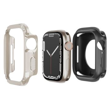 Watch Case Set Apple Watch Series 9 8 7 SE 6 5 4 41mm 40mm Hard Bump Resistant and Flexible Watch Frame Cover Combo - Starlight