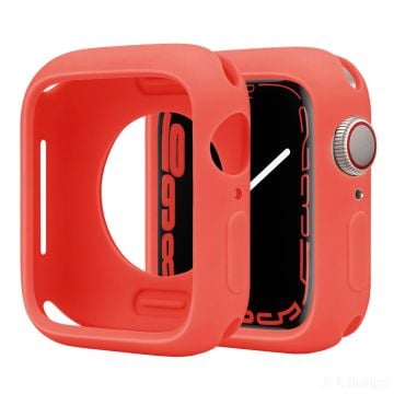 Silicone Protective Case Apple Watch Series 9 / 8 / 7 41mm Candy Color Shockproof Watch Cover - Coral Red