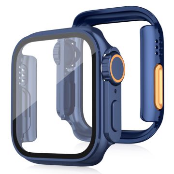 Bump Resistant Watch Case Apple Watch Series 6 / 5 / 4 / SE / SE (2022) / SE (2023) 44mm Protective Cover with Tempered Glass Film - Midnight Blue