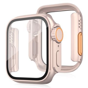 Bump Resistant Watch Case Apple Watch Series 9 8 7 41mm Watch Cover with Tempered Glass Film - Rose Gold