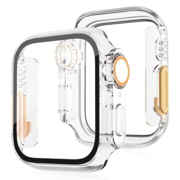 Bump Resistant Watch Case Apple Watch Series 9 8 7 41mm Watch Cover with Tempered Glass Film - Transparent