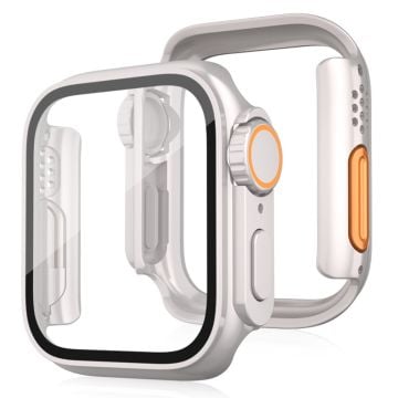 Bump Resistant Watch Case Apple Watch Series 9 8 7 41mm Watch Cover with Tempered Glass Film - Starlight