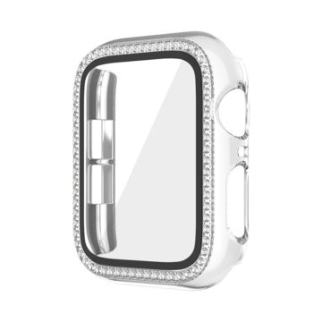 Apple Watch Series 6 / 5 / 4 / SE (2022) / SE (2023) / SE 40mm Stötdämpande fodral Rhinestone klockskydd med härdat glasfilm - Transparent