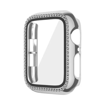 Apple Watch Series 6 / 5 / 4 / SE (2022) / SE (2023) / SE 44mm Galvaniserat klockfodral Stötdämpande skydd med härdat glasfilm - Silver