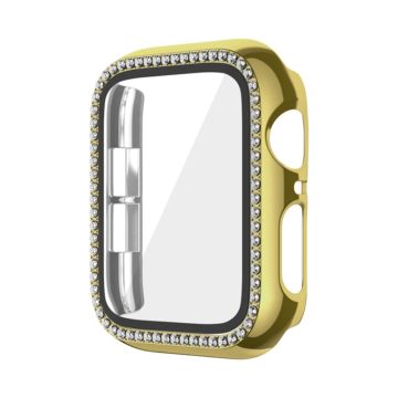 Apple Watch Series 9 / 8 / 7 41mm Rhinestone Watch Cover Hårt slagtåligt fodral med härdat glasfilm - Guld