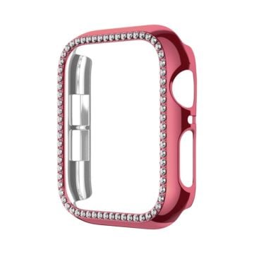 Apple Watch Series 6 / 5 / 4 / SE (2022) / SE (2023) / SE 44mm hårt slagtåligt klockfodral med strass - Rosa Ros