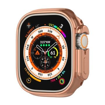 Apple Watch Ultra / Ultra 2 49mm Electroplating Flexible Watch Case Hollow Anti-Drop Frame - Rose Gold