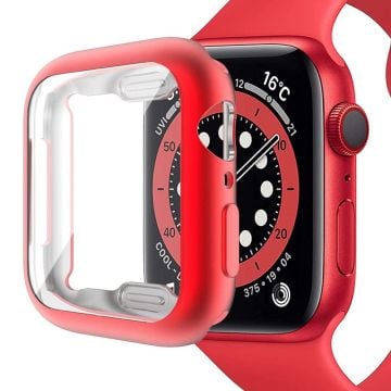 Apple Watch SE (2022) / SE / 6 / 5 / 4 44mm Soft flexible Case Electroplating Watch Case Cover with Screen Protector - Red