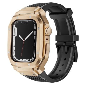 Apple Watch 49mm / 45mm / 44mm / 42mm T-klockarmband med metallarmband för klockfodral - Roséguld