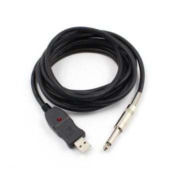 Instrumentkabel adapter med ljudkort för gitarr 6.3mm till USB i 3M