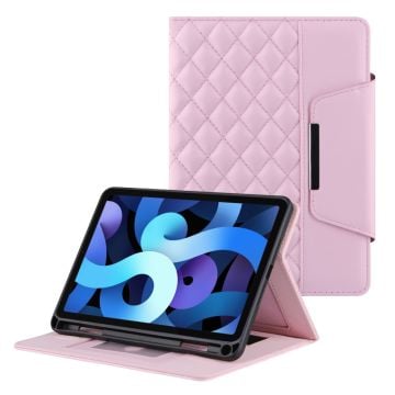 iPad 10.2 (2021) elegant flipfodral i läder med rutnätsdekor - Rosa