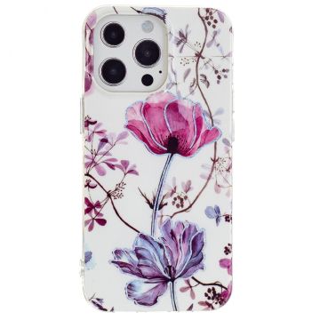 Marmormotiv iPhone 15 Pro skal - Elektropläterad Lotus