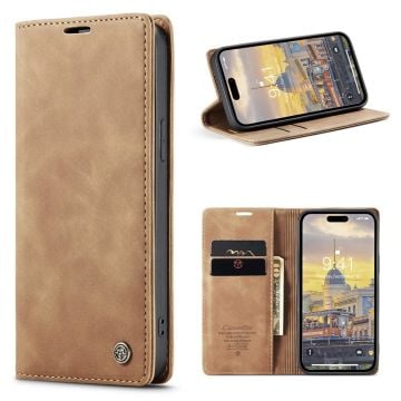 CaseMe vintage iPhone 15 Pro fodral - Brun