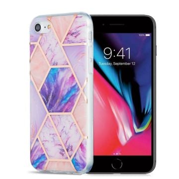 Marmormotiv iPhone 7 / iPhone 8 / iPhone SE 2020 skal - Lila / Rosa / Vit