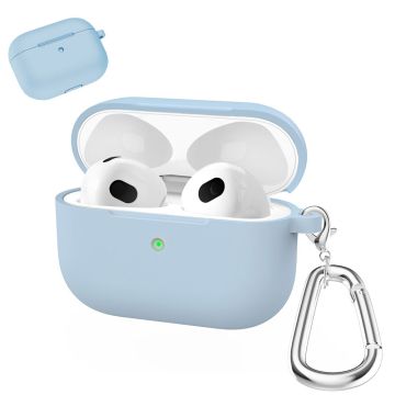 AirPods silikonfodral med karbinhake - Baby Blå