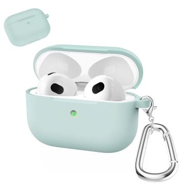 AirPods silikonfodral med karbinhake - Ljusgrön