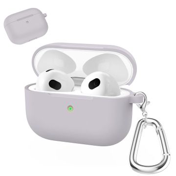 AirPods silikonfodral med karbinhake - Lavendel