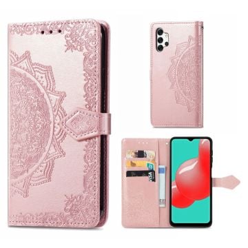 Mandala läder Samsung Galaxy A32 fodral - Rosa