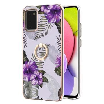 Marmormotiv Samsung Galaxy A03s skal - Lila Blommor