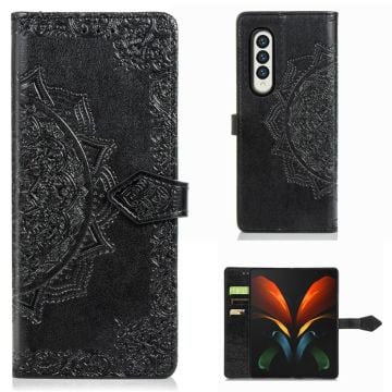 Mandala läder Samsung Galaxy Z Fold3 5G fodral - Svart