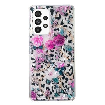 Marmormotiv Samsung Galaxy M32 5G / Samsung Galaxy A32 5G skal - Leopard Och Blomma