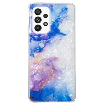 Marmormotiv Samsung Galaxy M32 5G / Samsung Galaxy A32 5G skal - Himmelsblå Lila Marmor