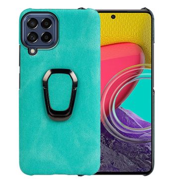 Stötsäkert läderfodral med oval kickstand för Samsung Galaxy M53 5G - Cyan