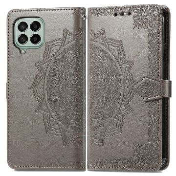 Mandala läder Samsung Galaxy M53 5G fodral - Silver/Grå