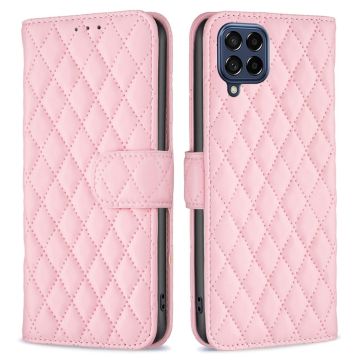 Matt Samsung Galaxy M53 5G fodral med rombmönster - Rosa