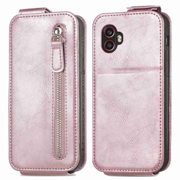 Vertikalt Samsung Galaxy Xcover 6 Pro fodral med dragkedja - Rosa