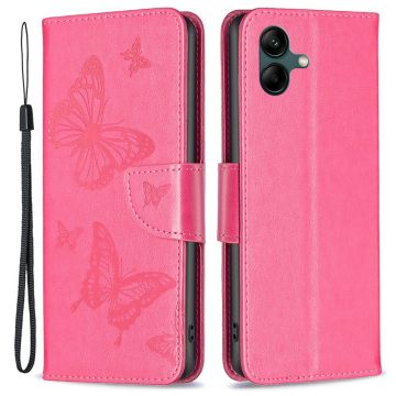 Butterfly läder Samsung Galaxy A04 fodral - Rosa