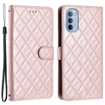 Funktionellt Motorola Moto G82 / Motorola Moto G52 fodral med rombmönster - Rosa