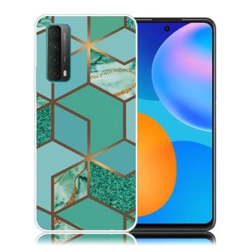 Marmormotiv Huawei Y7A / Huawei P Smart 2021 skal - Blågrön Marmorplatta