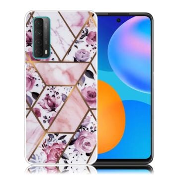 Marmormotiv Huawei Y7A / Huawei P Smart 2021 skal - Elegant Kakel Med Rosor