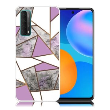 Marmormotiv Huawei Y7A / Huawei P Smart 2021 skal - Lila / Vit / Grå Marmor