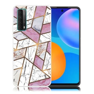 Marmormotiv Huawei Y7A / Huawei P Smart 2021 skal - Rosa / Vit / Grå Marmor