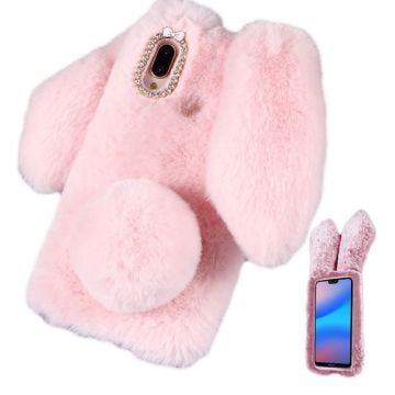 Fluffy Rabbit Huawei P20 Lite skal - Rosa