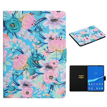 Lenovo Tab M10 FHD REL flipfodral i läder med blommönster - Rosa Blomma